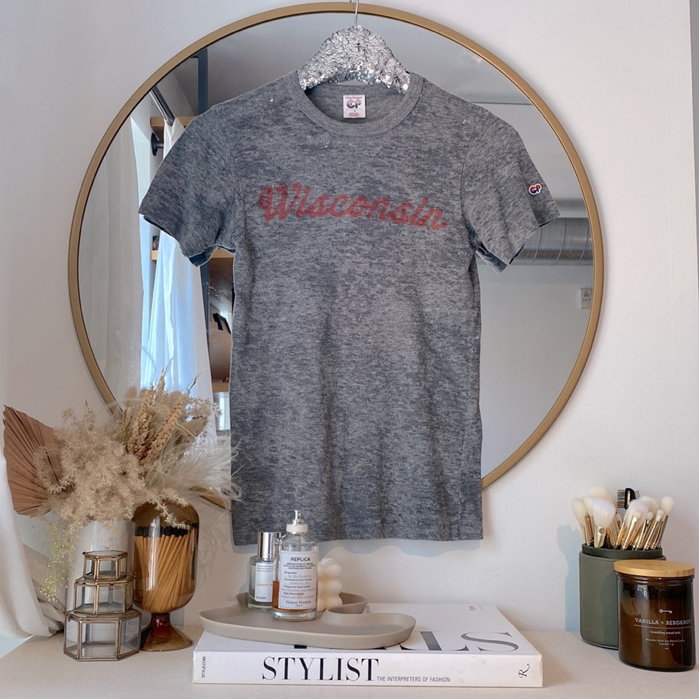 Vintage Red & Gray Chip & Pepper University Wisconsin Burnout Tee